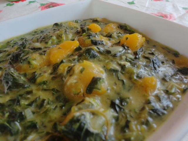 Pumpkin and Spinach in Coconut Milk