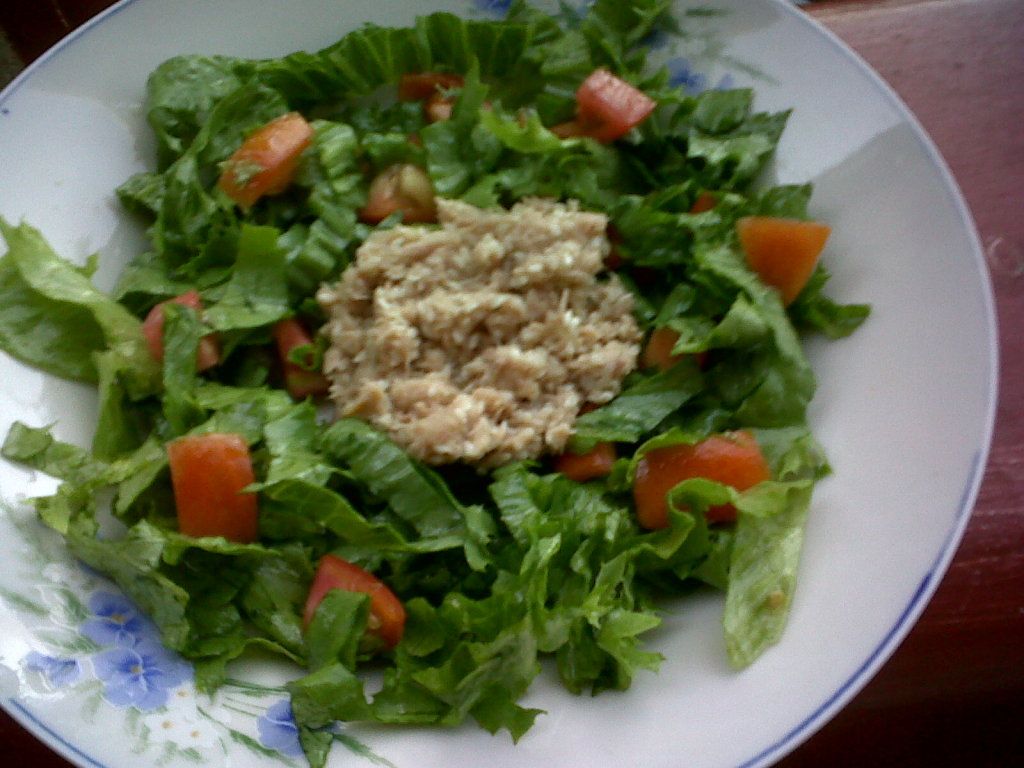 Sesame Tuna with Lettuce and Tomato Salad