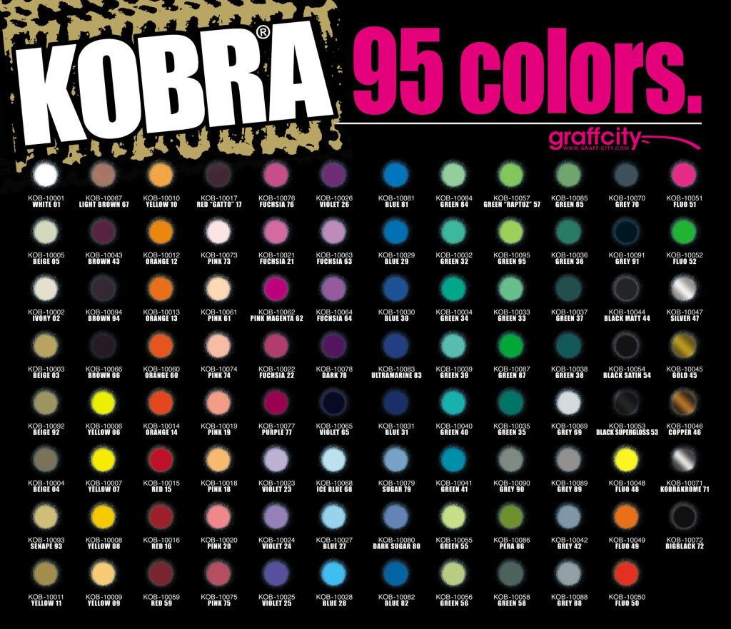 KOBRA PAINT AEROSOL ART SPRAY PAINT CANS 12 PACK