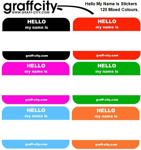 120 Hello My Name Is Stickers 6 Mixed Colours Ebay 3651