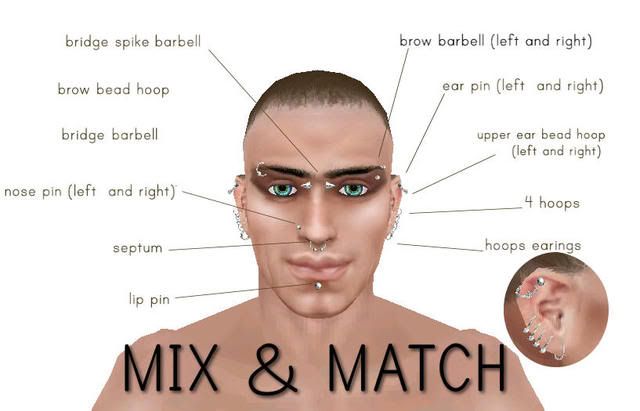 SweetGirl Boutique - Male Ear and Face Piercing Set