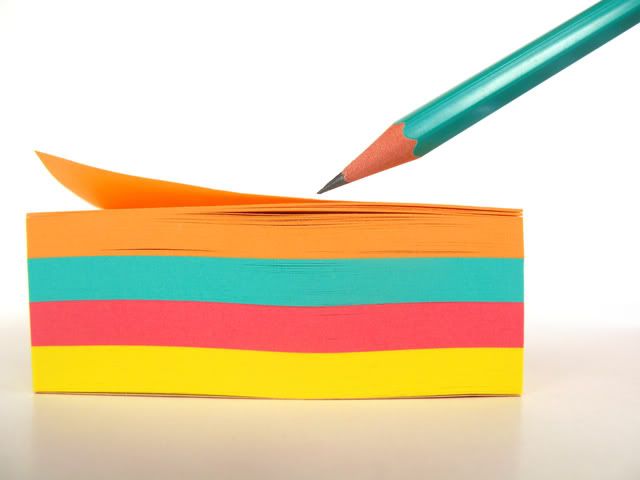 post-it notes with pencil