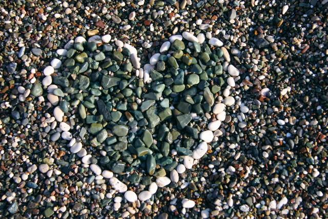 heart made from pebbles