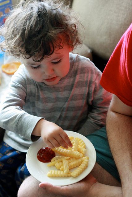 toddler making fries - 10 choosing fry