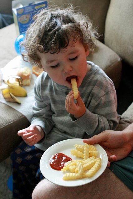 toddler making fries - 11 eating fry