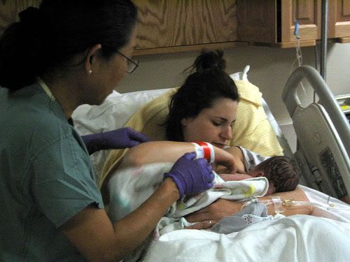 breastfeeding in the hospital with the nurses