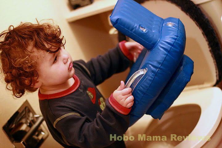 On-the-GO Inflatable Potty Seat going into potty