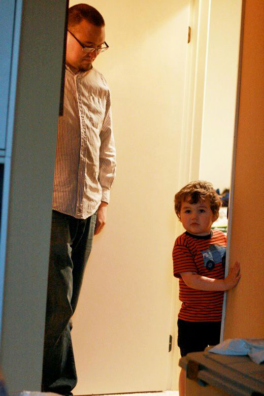 homebirth — boy peeking into birthing room during labor mikko m3yo