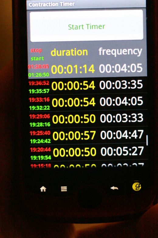 homebirth — contraction timer app contractions during labor