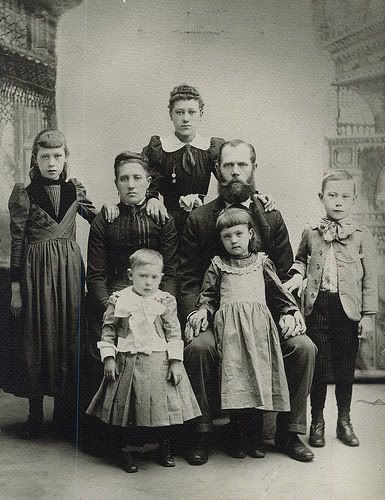 large vintage family in antique photograph