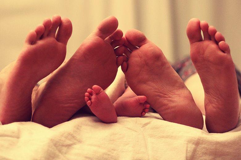 Getting used to having kids: Hobo Mama family feet big and little