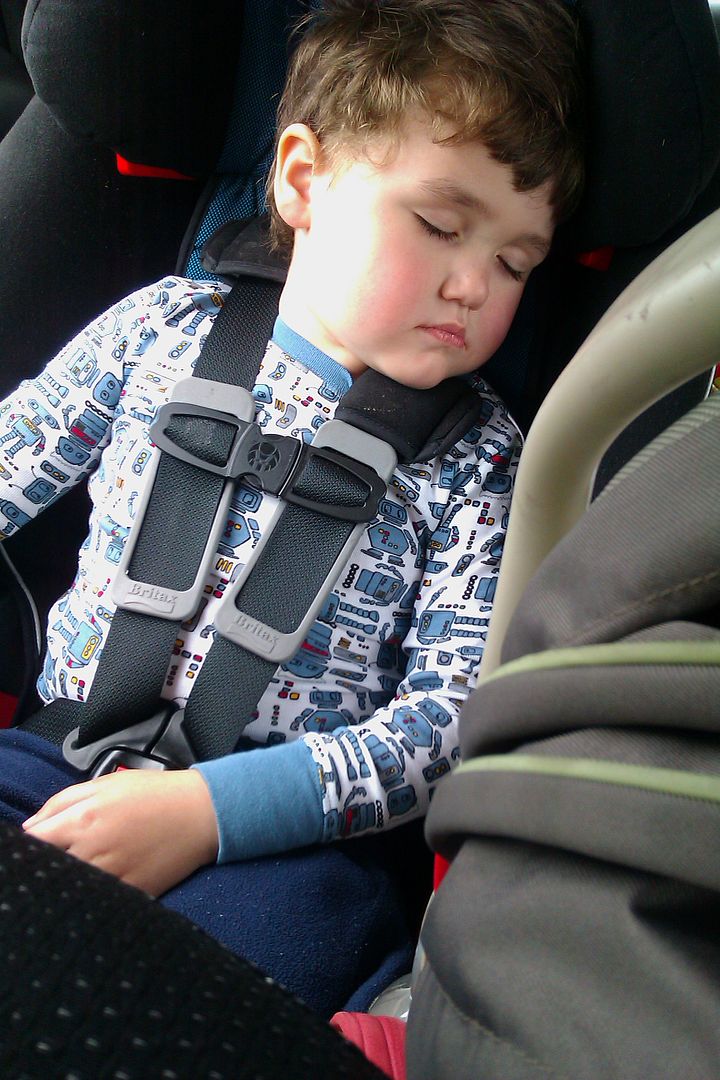 preschooler boy asleep in his car seat