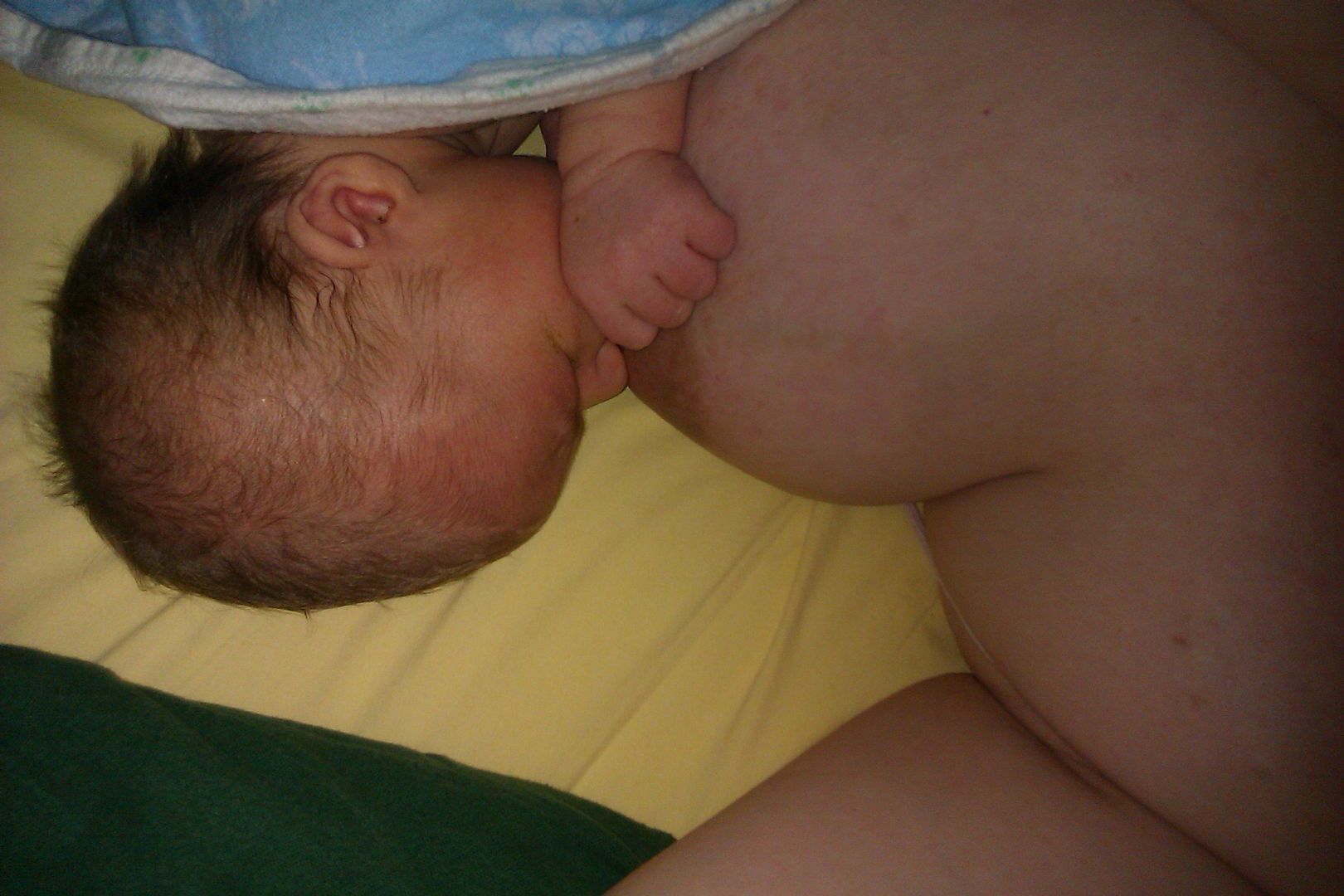 Alrik's birth story: Sweet surprise unassisted home water birth = Hobo Mama newborn baby alrik anb breastfeeding just postpartum Pictures, Images and Photos