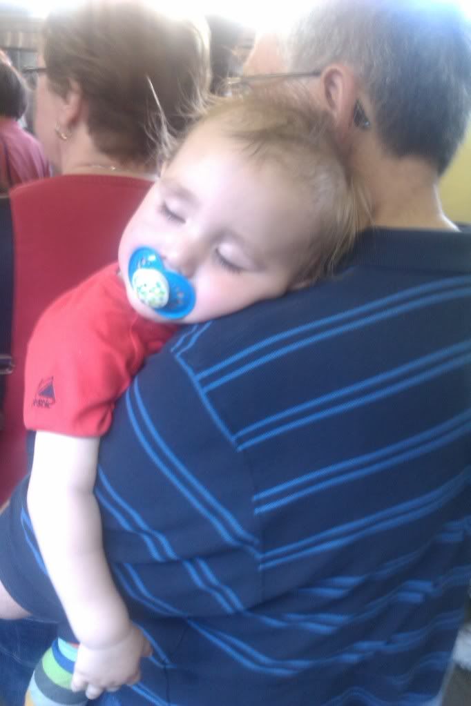 Photo Credit: Hobo Mama baby asleep on grandfather's shoulder