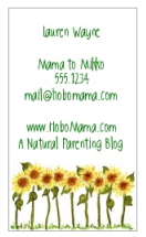 Amy Adele sunflowers calling card for blog HoboMama.com