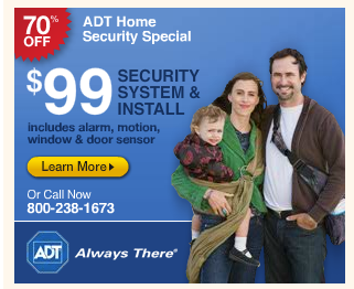 ADT Home Security ad featuring babywearing ring sling