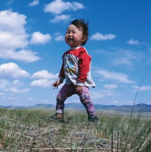 Babies by Thomas Balmes -- Bayar Mongolia walking in field in the wind