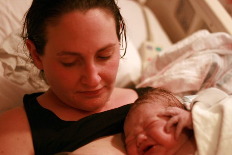 birth — push placenta out afterbirth
