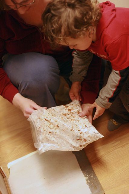 cooking on the floor with a child