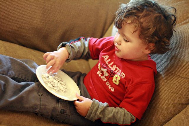 cooking on the floor with a child