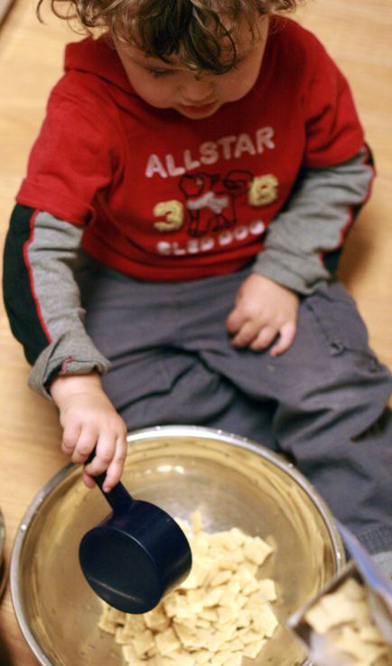 cooking on the floor with a child