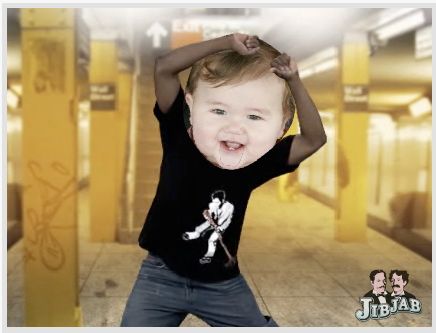 JibJab e-card video still with baby break dancing