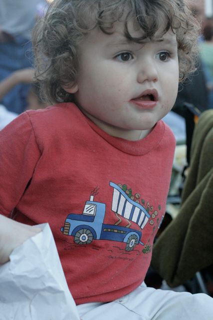 toddler at movies on the wall