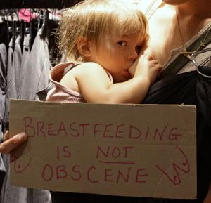 Breastfeeding is not obscene nurse-in protest sign