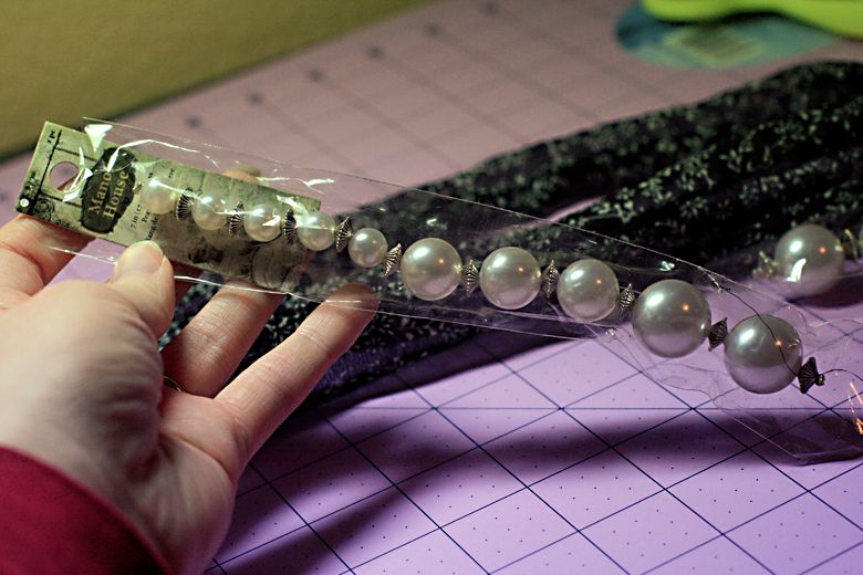 fabric bead necklace graduated pearl beads