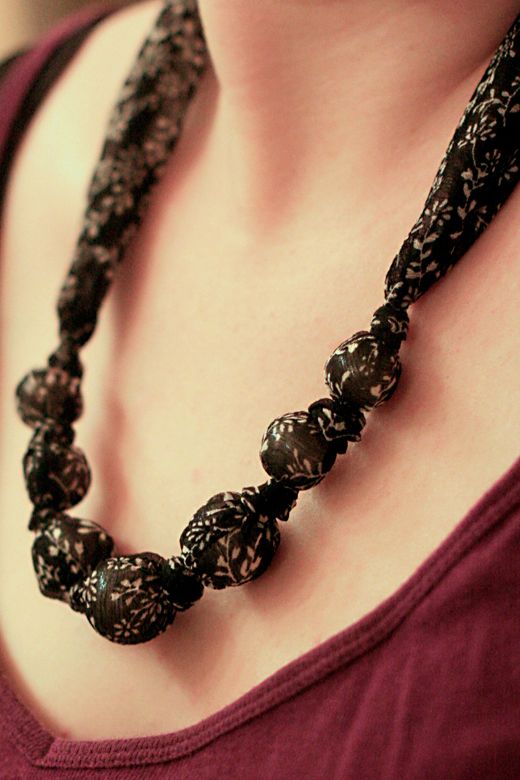 Fabric Beaded Necklace