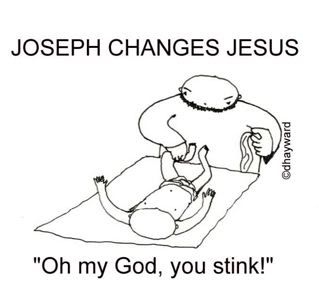 Joseph Changes Jesus cartoon