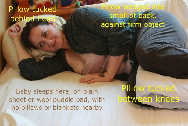 cosleeping pillow positions with text