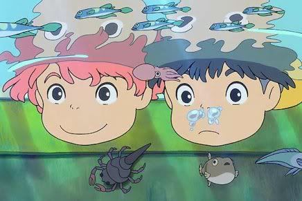 Ponyo and Sosuke from Ponyo film by Miyazaki