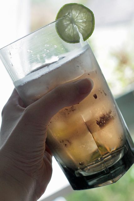 refreshing summer drink with lime wedge