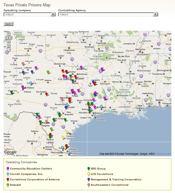 Texas Private Prison Map