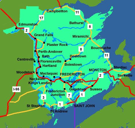 map of new brunswick rivers. New Brunswick map