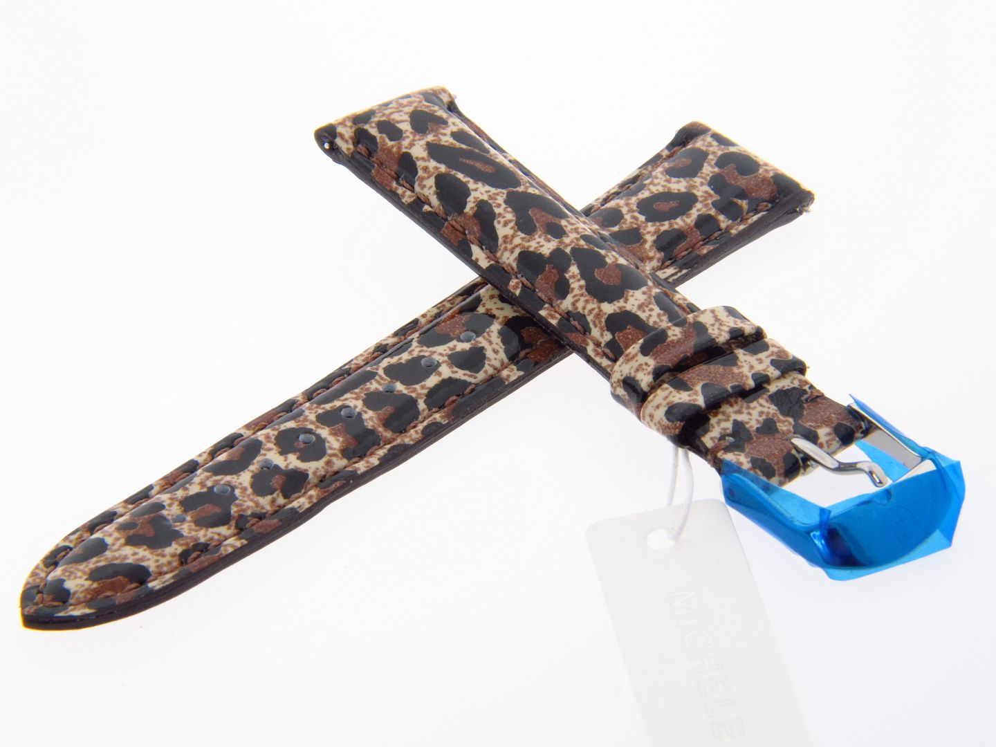 New Michele 18mm Kenya Leopard Print Patent Leather Watch Band Strap eBay