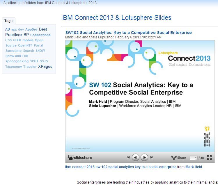 IBM Connect slides database