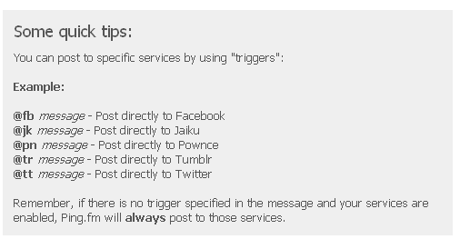 Ping.fm service posting