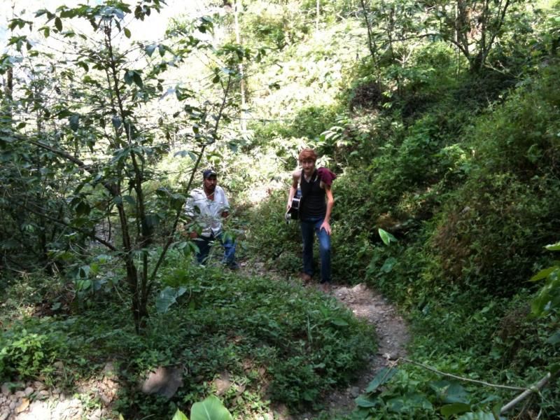 Jessee and Julio hiking the trail from Patla to another village.