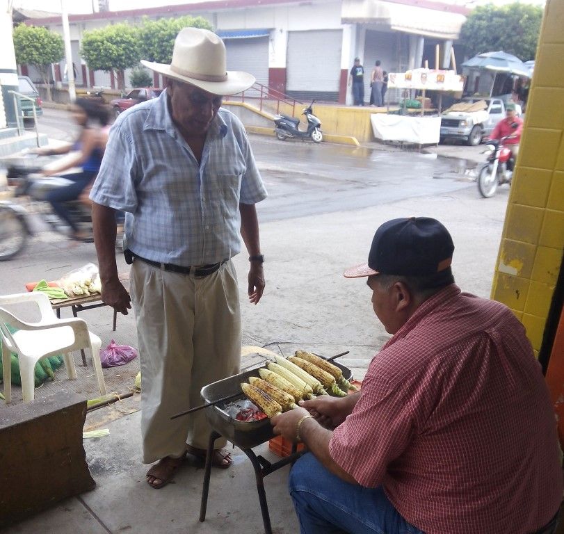 Corn vendor on the street in Tecuala, Nayarit