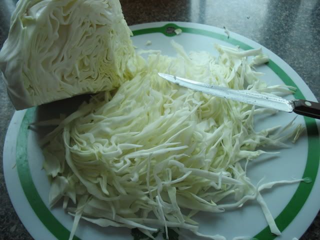 shredded cabbage or lettuce