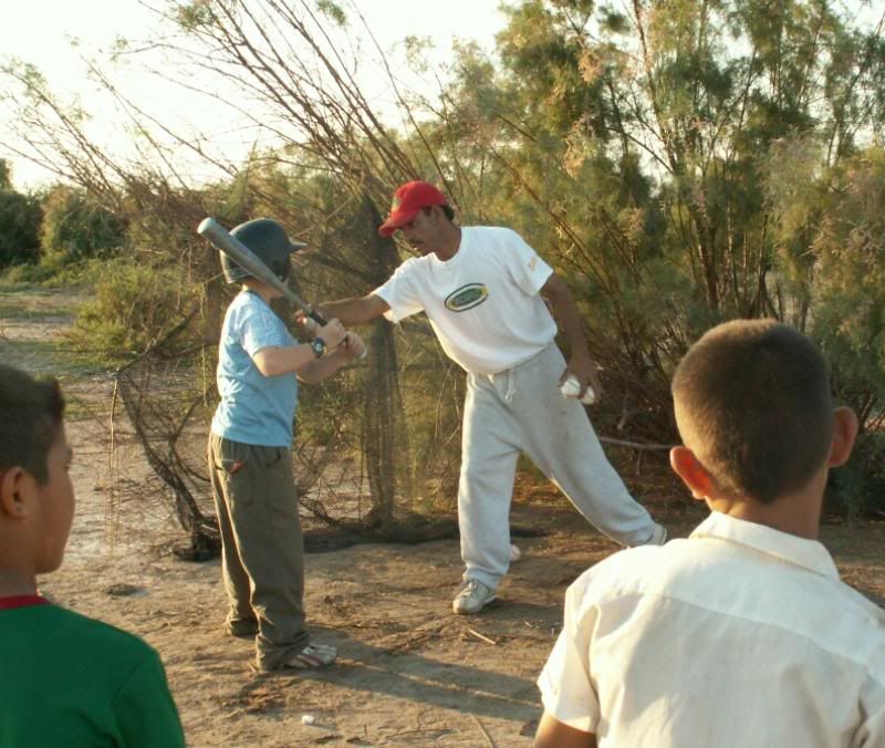 Andrew takes his turn at the batting bush