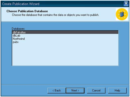 Memilih database publication