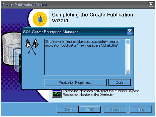 Completing the Create Publication