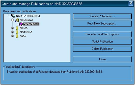 Hasil konfigurasi publication