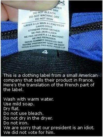 A US label sold in France message