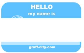 100 HELLO MY NAME IS STICKERS   BLUE/WHITE   8 x 6cm  