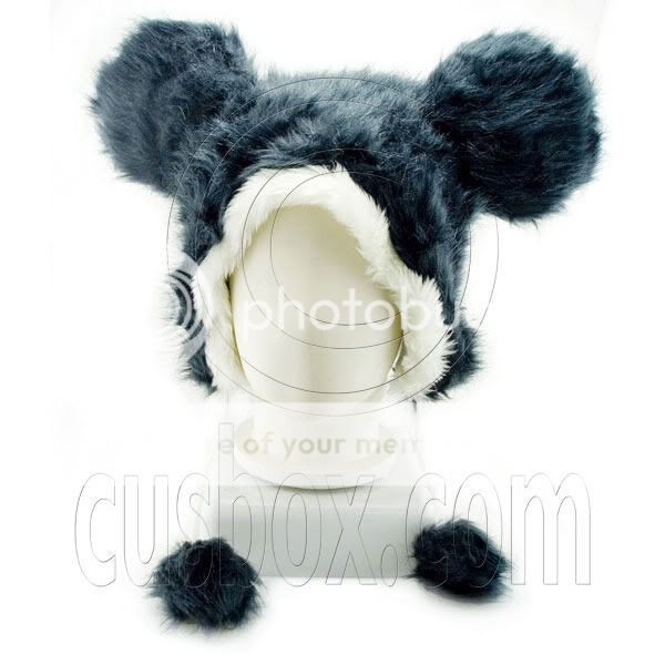 Pure Black Mickey Animal Fur Mascot Plush Costume Halloween Party Hat 