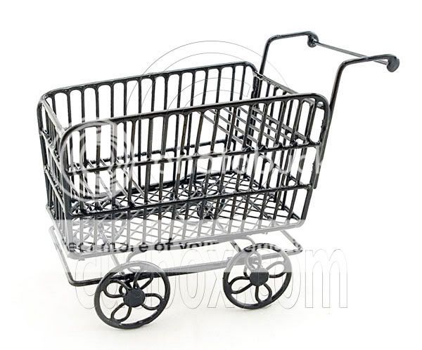 Black Supermarket Shopping Cart Dollhouse Furniture  
